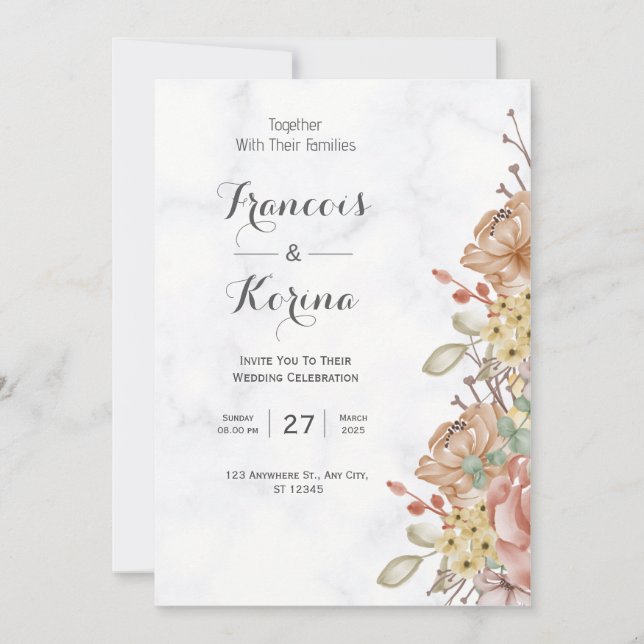 Invitación Flor Silvestre Colorida | La Boda (Anverso)