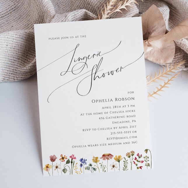 Invitación Flor silvestre colorida | Lingerie Shower (Subido por el creador)