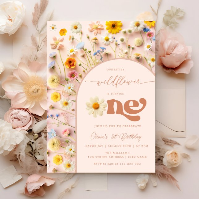 Invitación Flor silvestre colorida Primer cumpleaños (Subido por el creador)