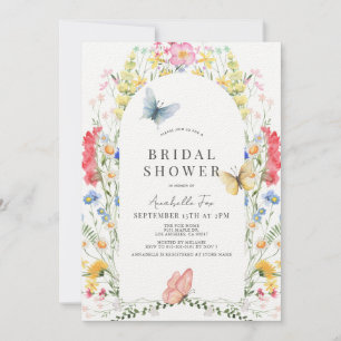 Invitación Flor silvestre colorida y ducha de novia en el arc