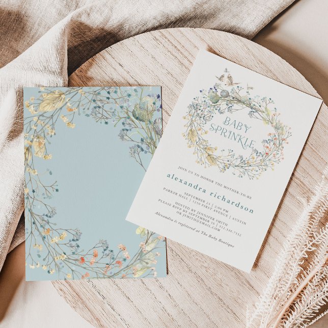 Invitación Flor silvestre con mariposa | Espoleta de bebé (A sweet baby shower invitation full of wildflowers and butterflies)