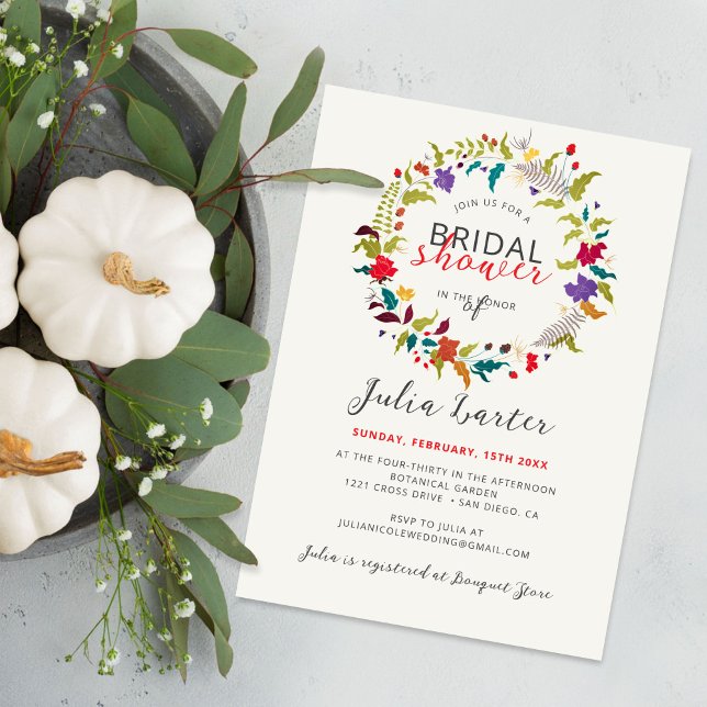 Invitación Flor silvestre de bosque exótico Wreath Brin Showe (Subido por el creador)