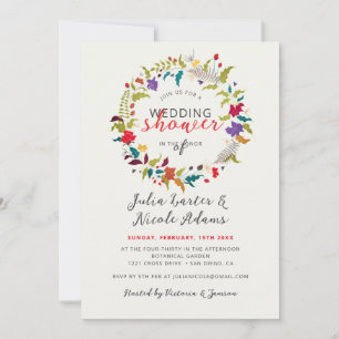 Invitación Flor silvestre de bosque exótico Wreath Wedding Sh