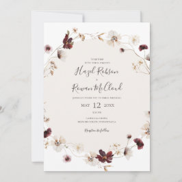 Invitación Flor silvestre de cobre de Borgoña | Boda Casual