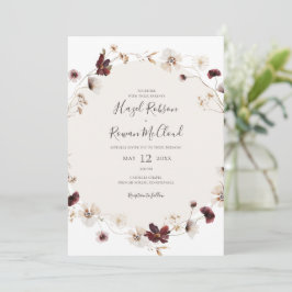 Invitación Flor silvestre de cobre de Borgoña | Boda Casual