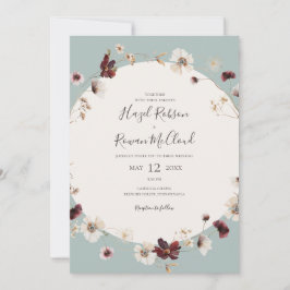 Invitación Flor silvestre de cobre de Borgoña | Boda Casual V