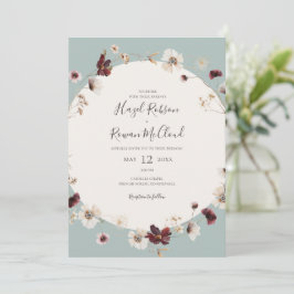 Invitación Flor silvestre de cobre de Borgoña | Boda Casual V