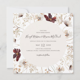 Invitación Flor silvestre de cobre de Borgoña | Boda cuadrado