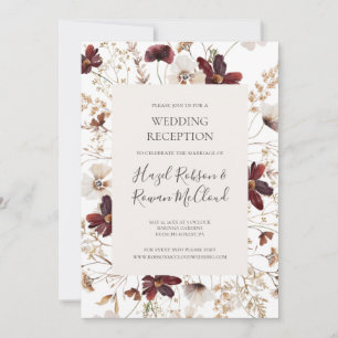 Invitación Flor silvestre de cobre de Borgoña   Recepción de 