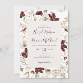 Invitación Flor silvestre de cobre de Borgoña | Todos En Un B