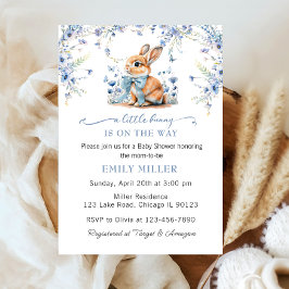 Invitación Flor silvestre de Conejo Cuta y Gingham Baby Showe