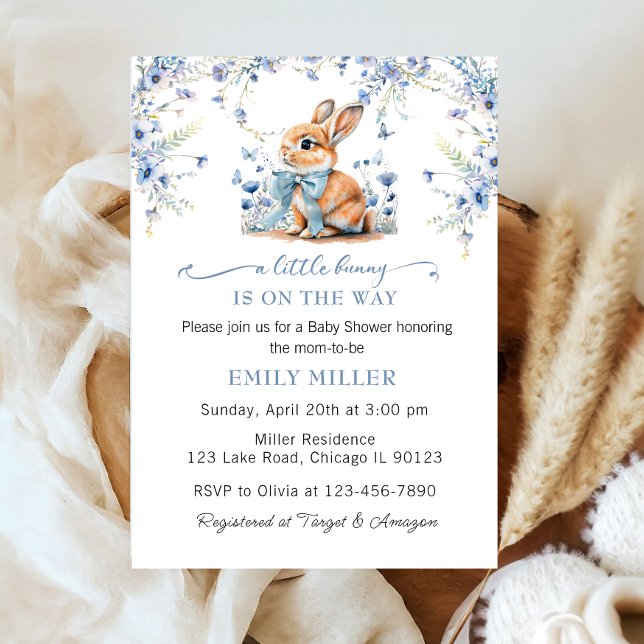 Invitación Flor silvestre de Conejo Cuta y Gingham Baby Showe (Subido por el creador)