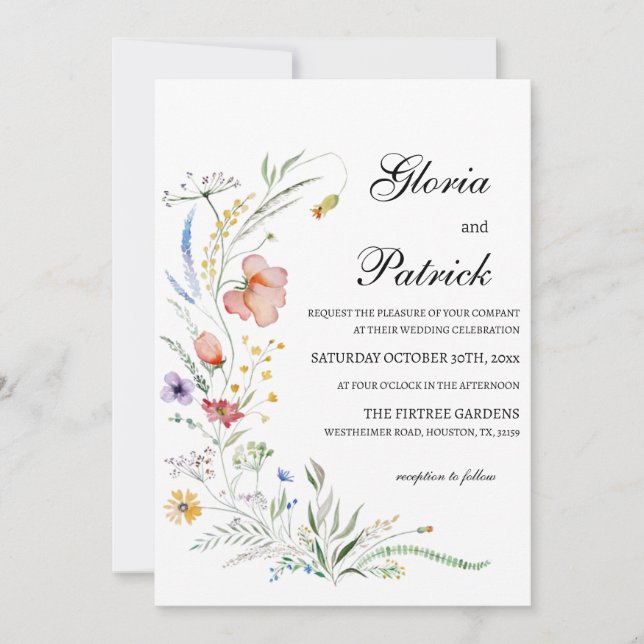 Invitación Flor silvestre de Fiona en Boda floral de sangre (Anverso)