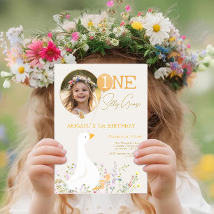 Invitación Flor silvestre de ganso silvestre 1er cumpleaños f