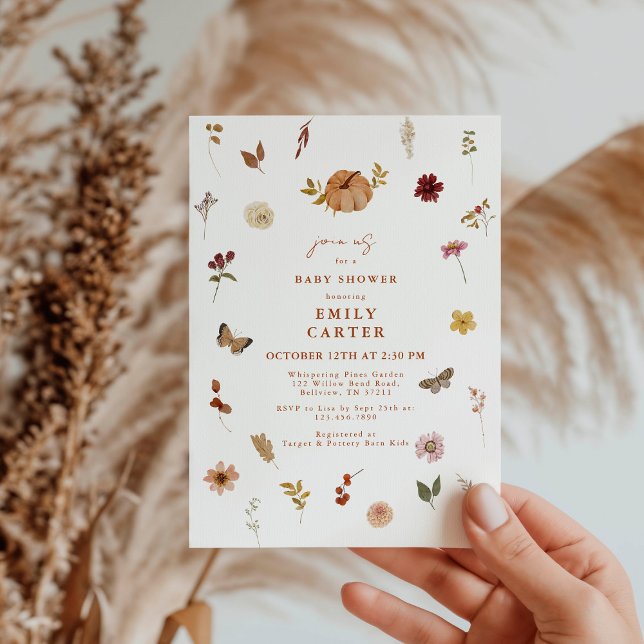 Invitación Flor silvestre de la caída del Baby Shower de Pump (Subido por el creador)