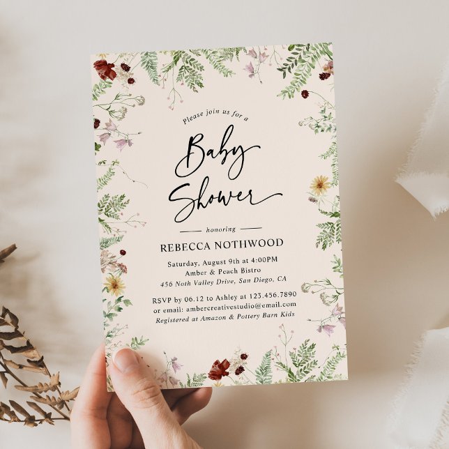 Invitación Flor silvestre de la Moda Boho en Rubor Pink Baby  (Subido por el creador)