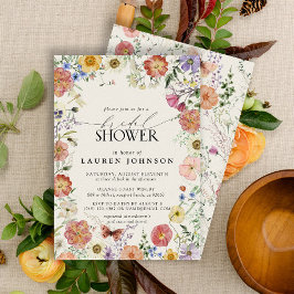 Invitación Flor silvestre de marco floral presionada ducha de