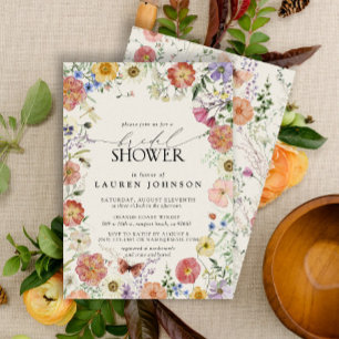 Invitación Flor silvestre de marco floral presionada ducha de