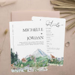 Invitación Flor silvestre de montaña rusa | Boda Boho<br><div class="desc">Esta invitación a la boda incluye montañas de color boho y flores silvestres coloridas con un diseño simple y minimalista. Esta es la invitación perfecta para una celebración de bodas de montaña de primavera o otoño. Esta melosa paleta de montaña de color verde perenne, y el azul polvoriento, sin lugar...</div>