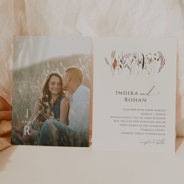 Invitación Flor silvestre de otoño | Boda fotográfico de mono (Subido por el creador)