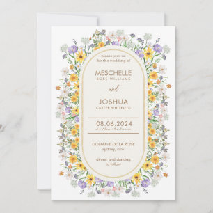 Invitación Flor silvestre de primavera colorida, Boda de flor