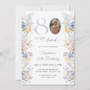 Invitación Flor silvestre de primavera foto 80 cumpleaños