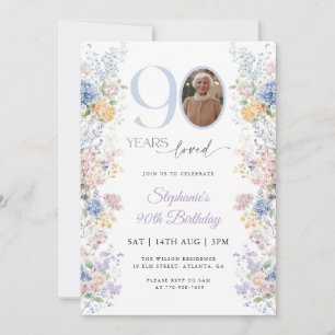 Invitación Flor silvestre de primavera foto 90 cumpleaños