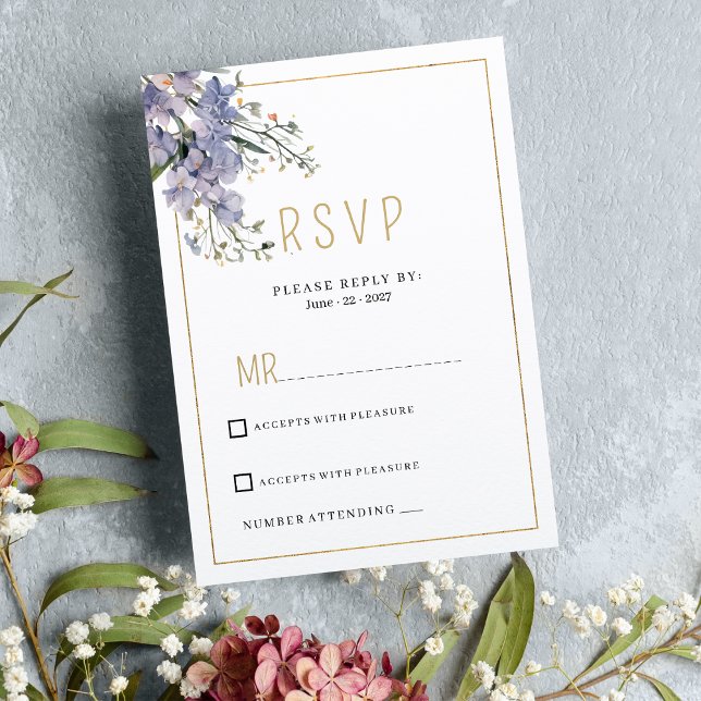 Invitación Flor silvestre de verano azul Lavender RSVP (Lavender blue summer wildflower RSVP )