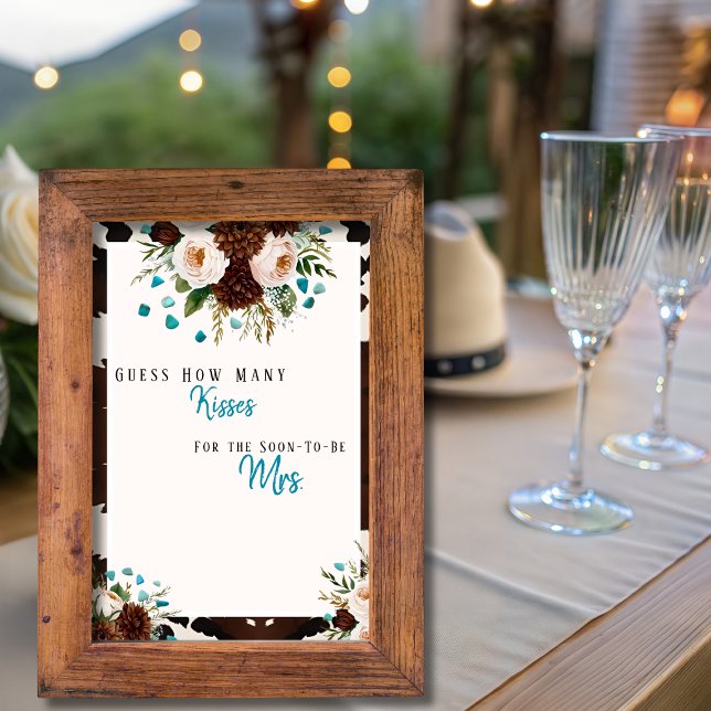 Invitación Flor silvestre del Boho occidental adivina cuántos (Western Boho Wildflower Guess How Many Kisses)
