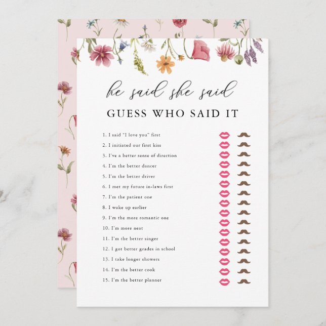 Invitación Flor silvestre digital dijo que dijo que era una d (Anverso / Reverso)