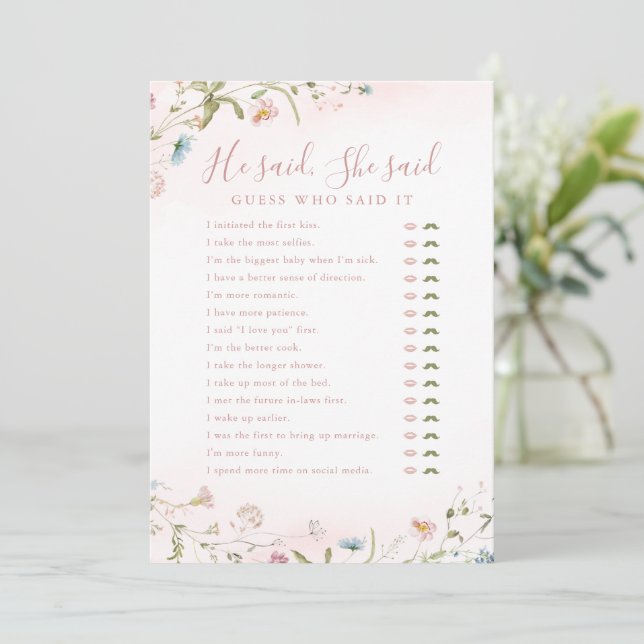 Invitación Flor silvestre Dijo que dijo que el juego de la du (Anverso de pie)