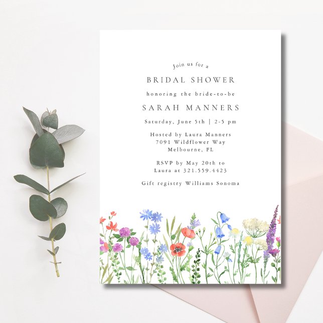 Invitación Flor silvestre ducha de novia (Wildflower Bridal Shower Invitation)
