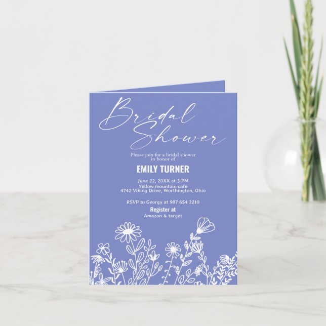 Invitación Flor silvestre Ducha de novia (Anverso)