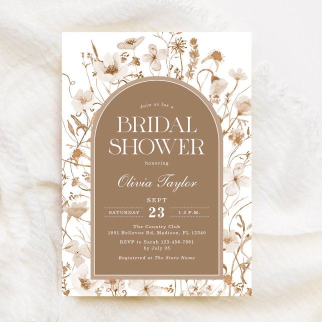 Invitación Flor silvestre ducha de novia Beige Floral (Subido por el creador)