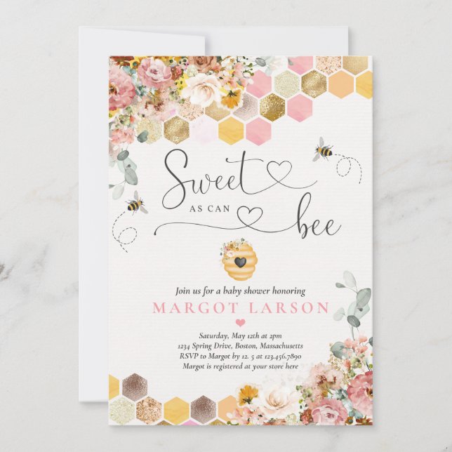 Invitación Flor silvestre dulce como puede ser Baby Shower (Anverso)