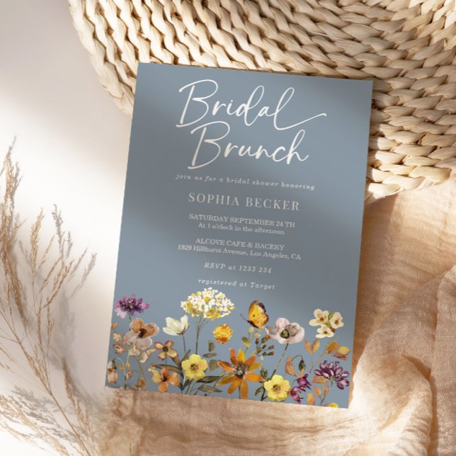 Invitación Flor silvestre Dusty Blue Floral Garden Bridal Bru (Subido por el creador)