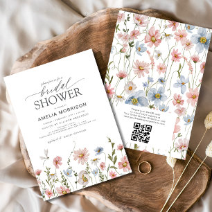Invitación Flor silvestre Dusty Blue Pink Garden Bridal Showe