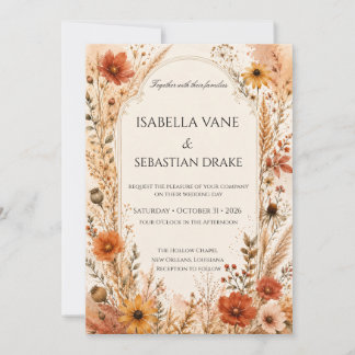 Invitación Flor silvestre elegante de otoño