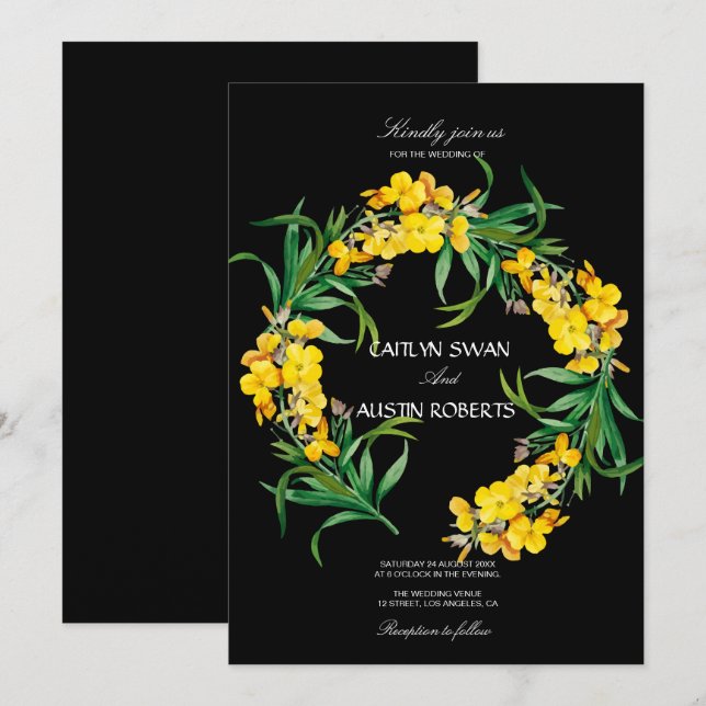 Invitación Flor silvestre elegante simple (Anverso / Reverso)
