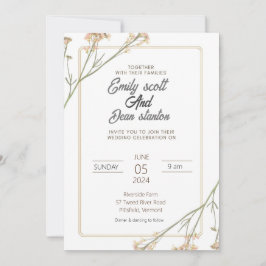 Invitación Flor silvestre Elegante vegetación Eucalyptus Invi