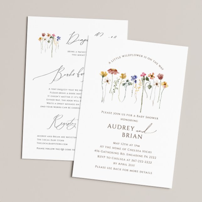 Invitación Flor silvestre en camino | Todos en un solo Baby S (Subido por el creador)