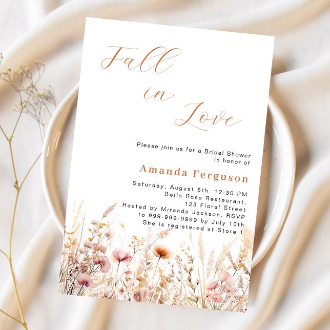 Invitación Flor silvestre enamorada melocotón rosa Ducha de n (Subido por el creador)