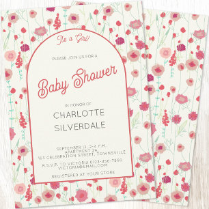 Invitación Flor silvestre Es un Baby Shower Chica