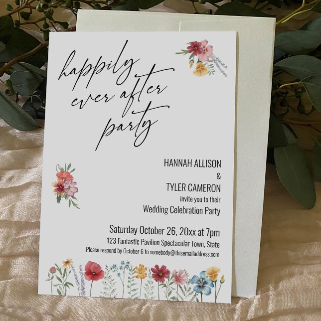 Invitación Flor silvestre feliz siempre después de la recepci (Subido por el creador)