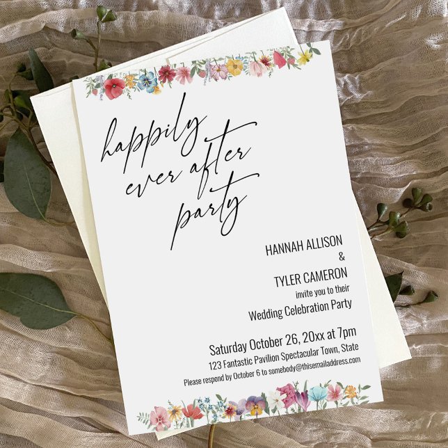 Invitación Flor silvestre feliz siempre después de la recepci (Subido por el creador)