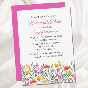 Invitación Flor silvestre Floral acuarela Bachelorette Party