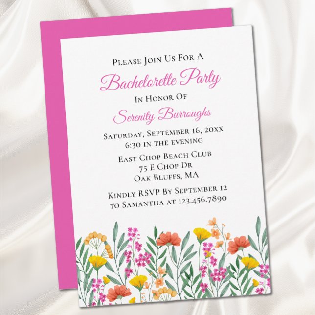 Invitación Flor silvestre Floral acuarela Bachelorette Party (Subido por el creador)