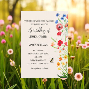Invitación Flor silvestre Floral acuarela Boho Boda Rústico