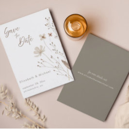 Invitación Flor silvestre Floral acuarela | Guardar la tarjet