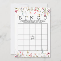 Flor silvestre Floral Bridal Shower Bingo Game
